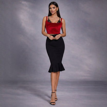 Fusta neagra midi tip creion cu volan