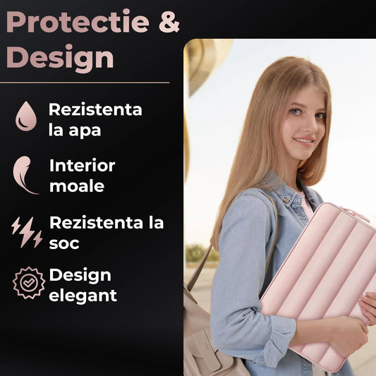 Geanta Laptop/iPad portabila Timebox, 13'', 14'' inch, Ultrabook, Roz