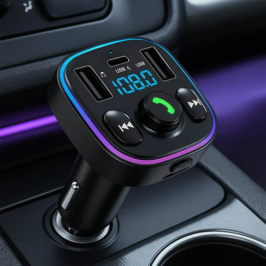 Modulator FM, Hands-Free Kit cu 10 functii, Incarcator auto cu functie de incarcare rapida, QC 3,0, Port USB Type-C, Bluetooth 5,0, Negru - 221.ro