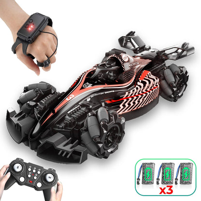 Masina F1 Drift Timebox cu Telecomanda si Senzor de Gesturi – Masina cu Spray, Lumini, Muzica, 360° Rotatie si Tractiune Integrala, 3 baterii tip acumulator reincarabile – Jucarie Cadou Ideal pentru copii 7-14 Ani, Rosu/Negru - 221.ro