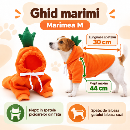 Haina pentru caine, tip Hanorac animale de companie, model Morcov - marimea M