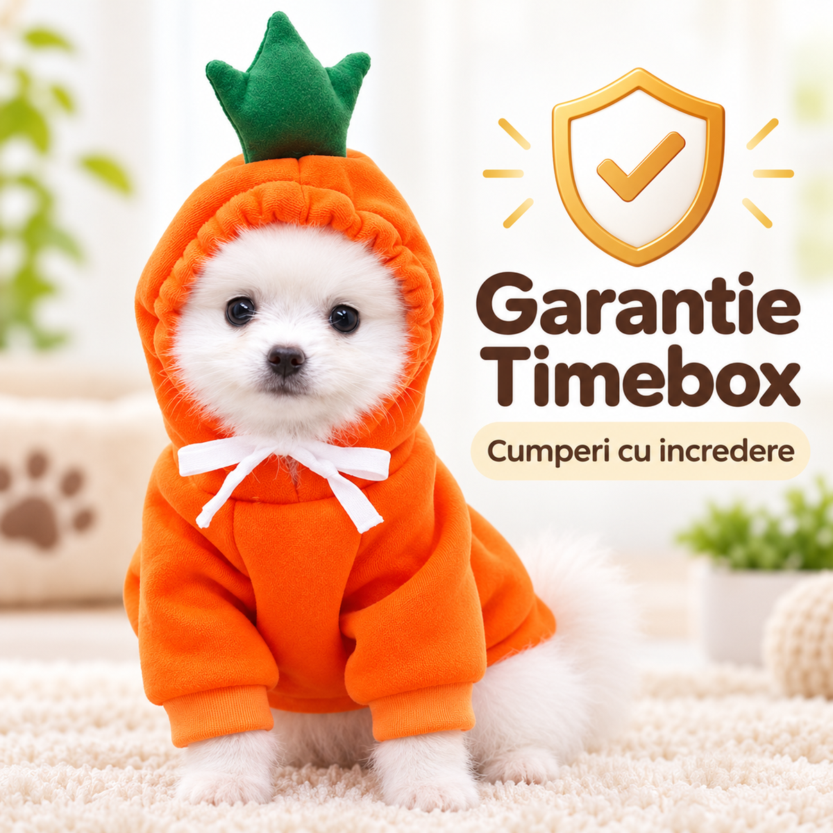 Haina pentru caine, tip Hanorac animale de companie, model Morcov - marimea M