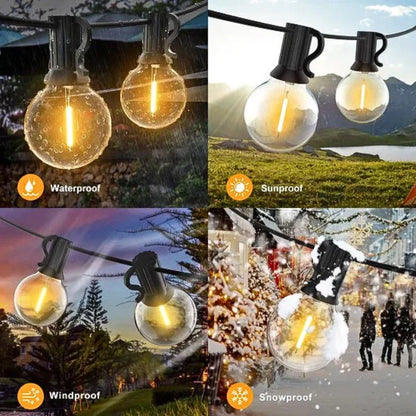 Ghirlandă Luminoasă LED Impermeabilă, Interconectabilă, 5 m, 10 Becuri Glob, Alb Cald, Exterior/Interior