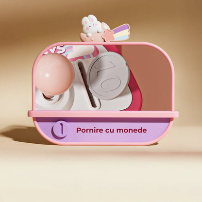 Masina de prins jucarii pentru acasa, Cronometru cu fise, Joc de prindere plusuri, Muzica, Lumini, Timer, 20 de plusuri + 10 capsule + pana la 25 fise, 4–6 ani, Roz - 221.ro