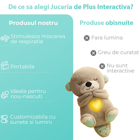 Jucarie de Plus Interactiva, Vidra Linistitoare, Customizabila cu Sunete, Maro
