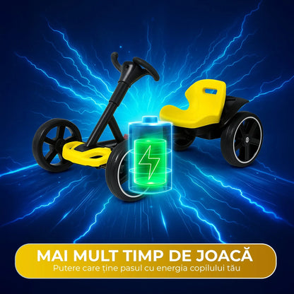 Kart electric copii, 4 roti, Pliabil si usor de montat, Scaun ergonomic, Galben