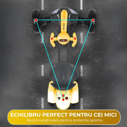 Kart electric copii, 4 roti, Pliabil si usor de montat, Scaun ergonomic, Galben