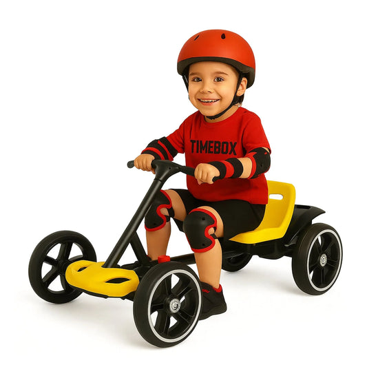 Kart electric copii, 4 roti, Pliabil si usor de montat, Scaun ergonomic, Galben