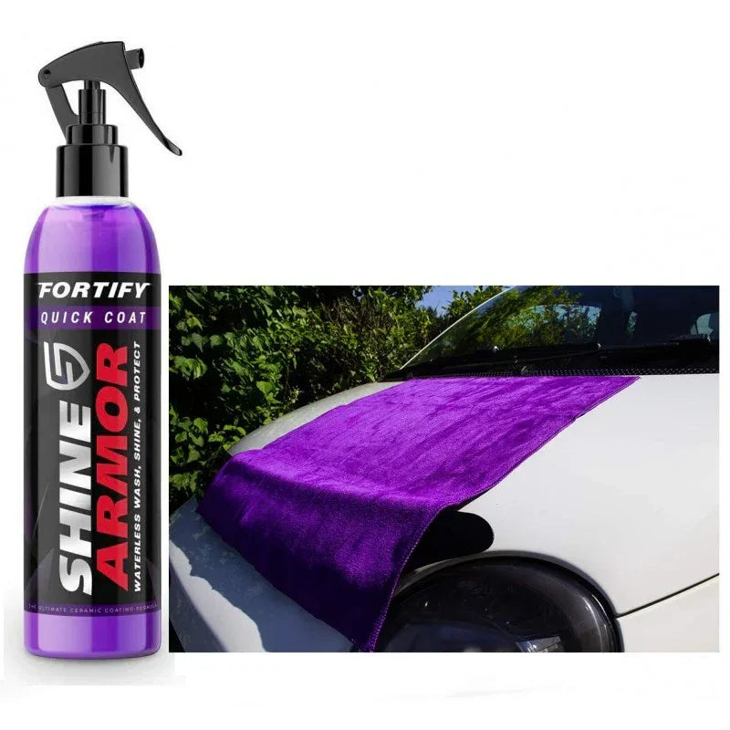 Shine Armor - Spray Ceramic 3 în 1 pentru Protecție și Lustruire - Kit 236 ml cu lavetă microfibră și pulverizator