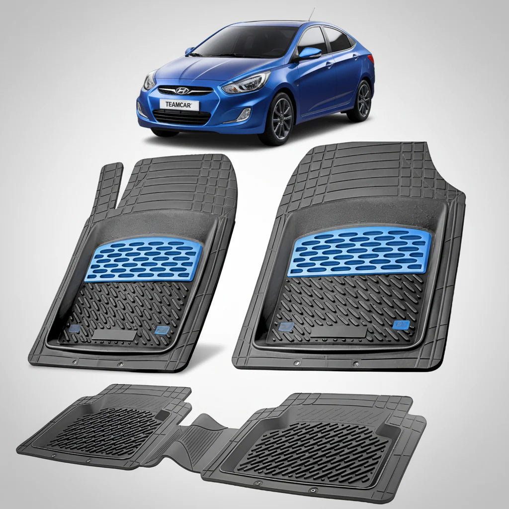 Covorase Auto Hyundai Accent IV (RB: 2010–2015) - Cauciuc Tip Tavita-Blue