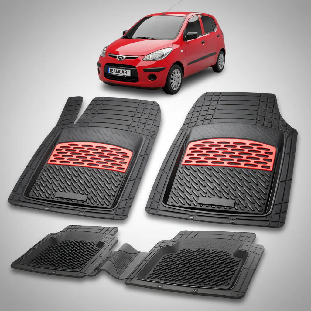 Covorase Auto Hyundai i10 2007-2010 - Cauciuc Tip Tavita-Red