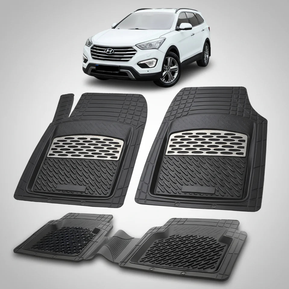 Covorase Auto Hyundai Grand Santa Fe (2013–2015) - Cauciuc Tip Tavita-Silver