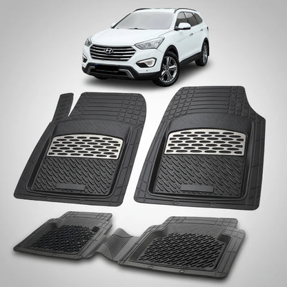 Covorase Auto Hyundai Grand Santa Fe (2013–2015) - Cauciuc Tip Tavita-Silver