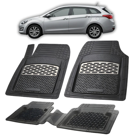 Covorase Auto Hyundai i30 II Tourer (2012-2017) - Cauciuc Tip Tavita -Silver