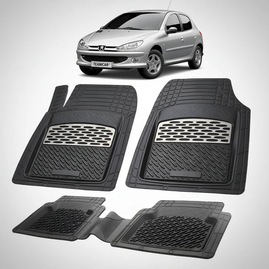 Covorase Tavita Cauciuc Compatibile Peugeot 206 (5 usi Facelift) 2003–2009 Silver