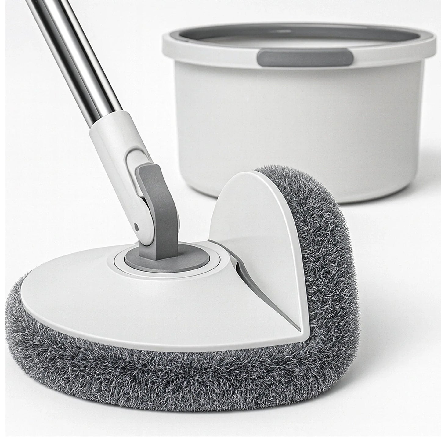 Set Mop Rotativ cu Galeata si Sistem Separat Apa Curata/Murdara, Alb/Gri