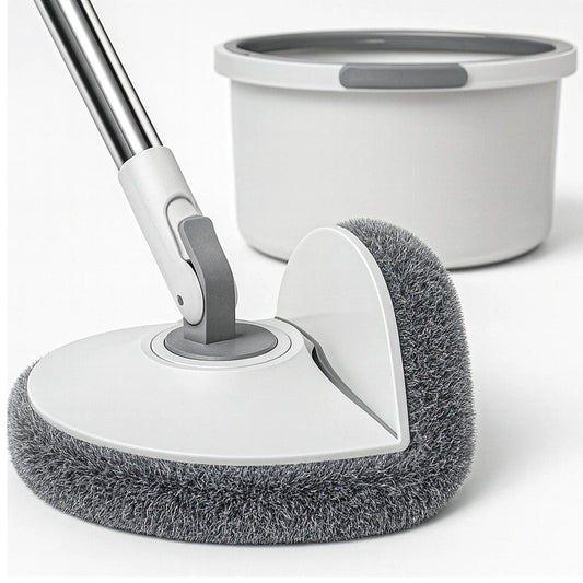 Set Mop Rotativ cu Galeata si Sistem Separat Apa Curata/Murdara, Alb/Gri