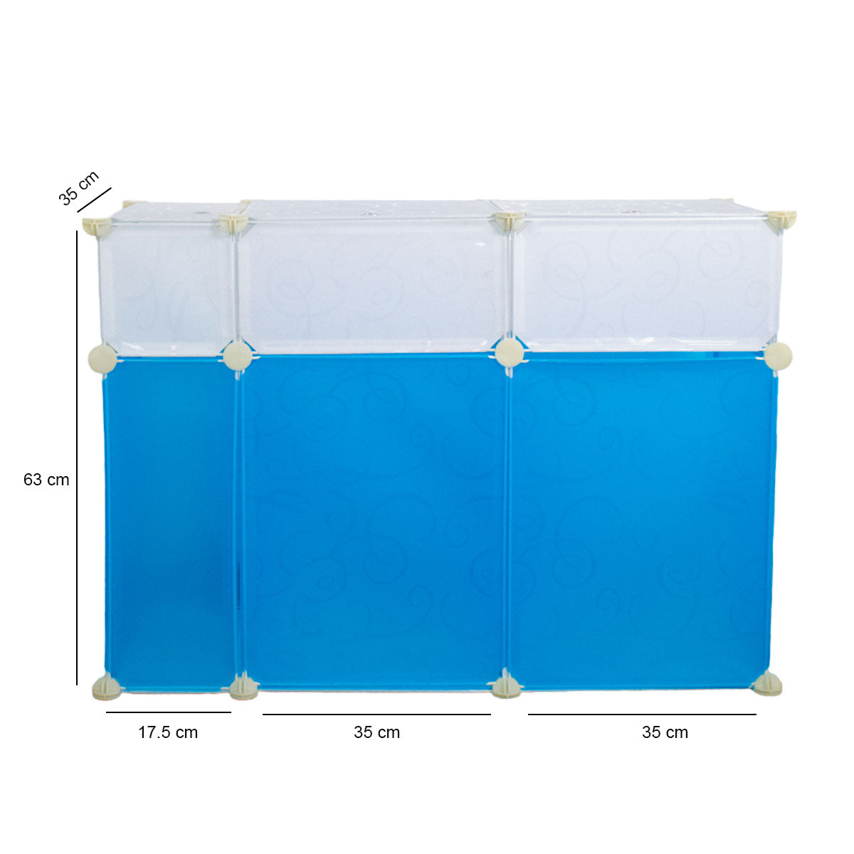 Organizator Modular 3C, 3 compartimente, 65x78x35cm, Albastru/Alb