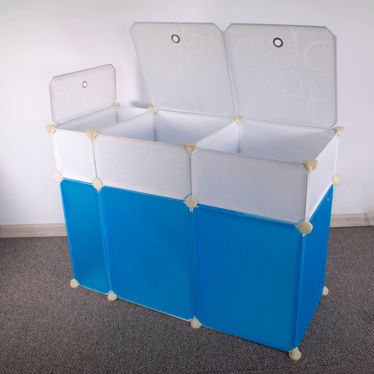 Organizator Modular 3C, 3 compartimente, 65x78x35cm, Albastru/Alb