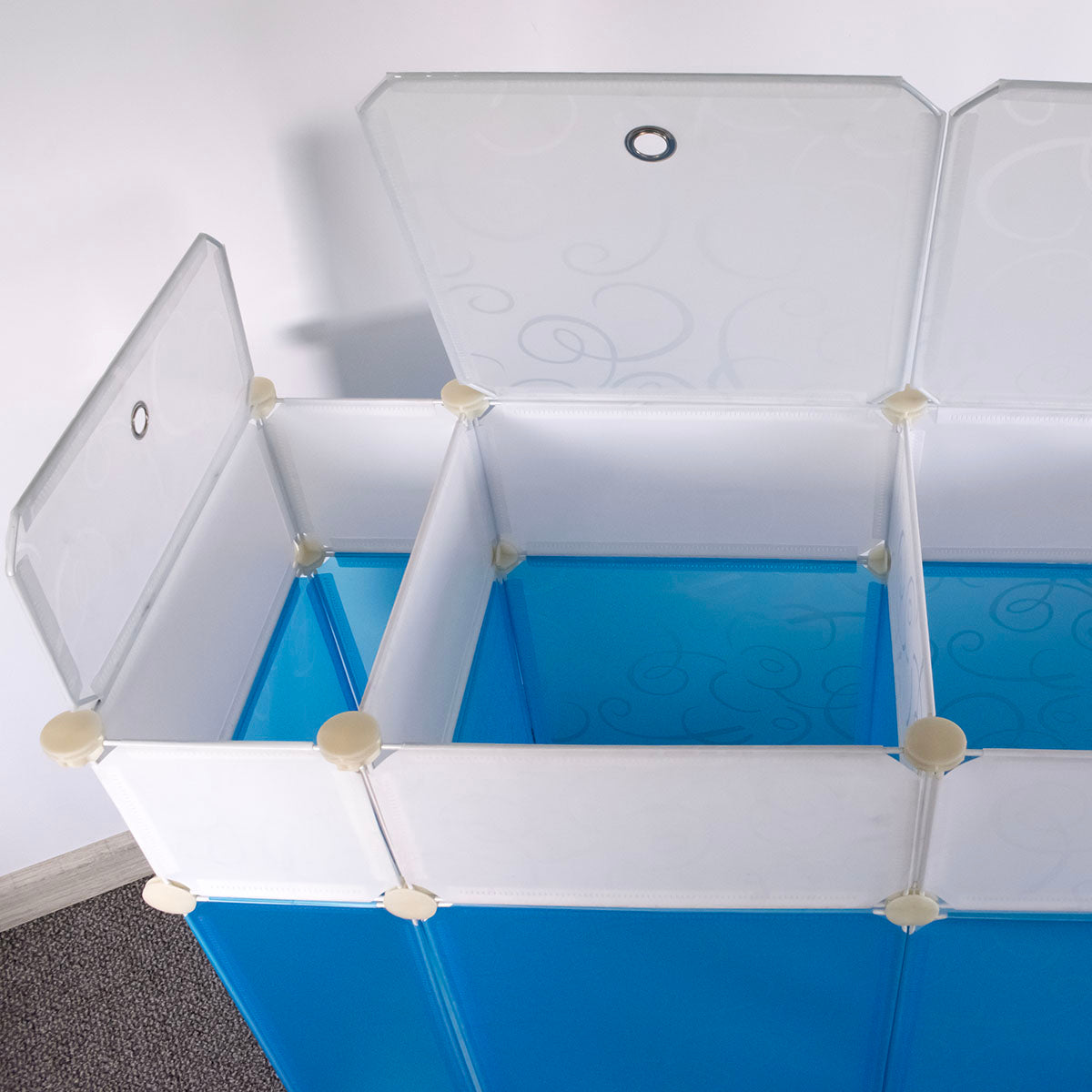 Organizator Modular 3C, 3 compartimente, 65x78x35cm, Albastru/Alb
