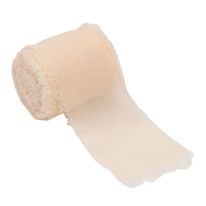 Panglică textil cu margini nefinisate - bej - 4cm x 5m