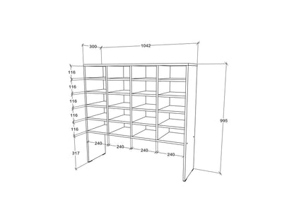 Pantofar Tisso, 20 Rafturi, Alb, 104 x 30 x 100 cm
