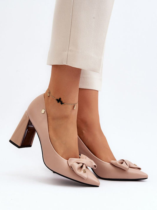 Pantofi dcu toc gros Step in style, Model 193388, Bej