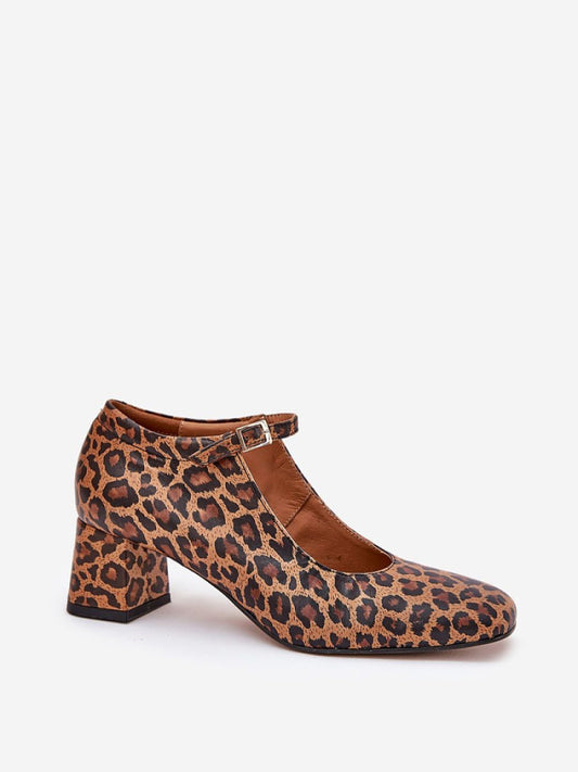 Pantofi dcu toc gros Step in style, Model 209051, Maro