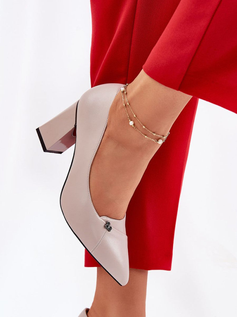 Pantofi dcu toc gros Step in style, Model 211982, Gri