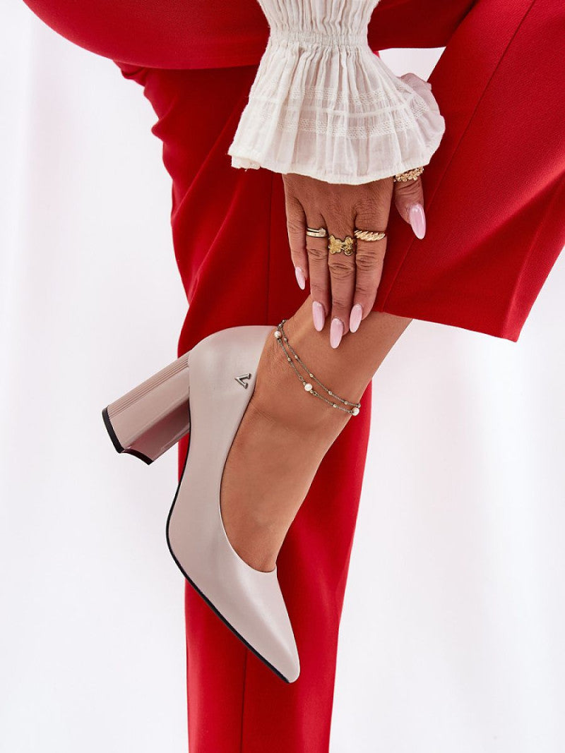 Pantofi dcu toc gros Step in style, Model 211984, Gri