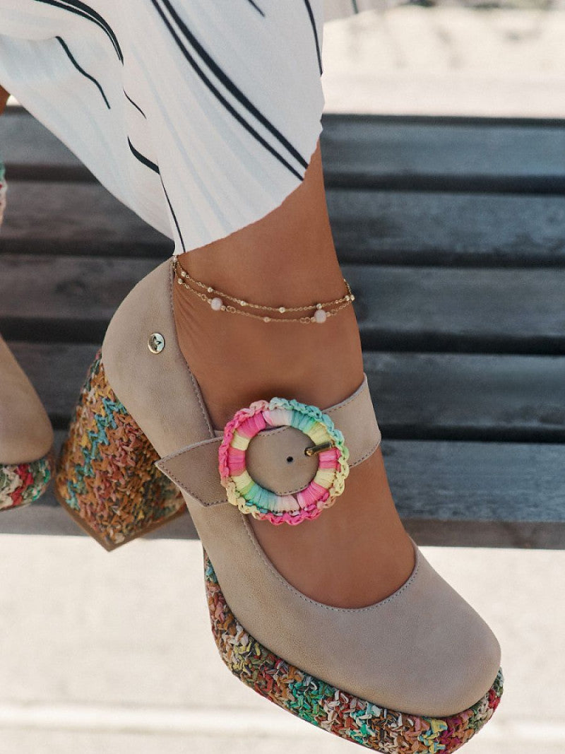 Pantofi dcu toc gros Step in style, Model 212999, Bej