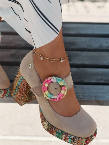 Pantofi dcu toc gros Step in style, Model 212999, Bej