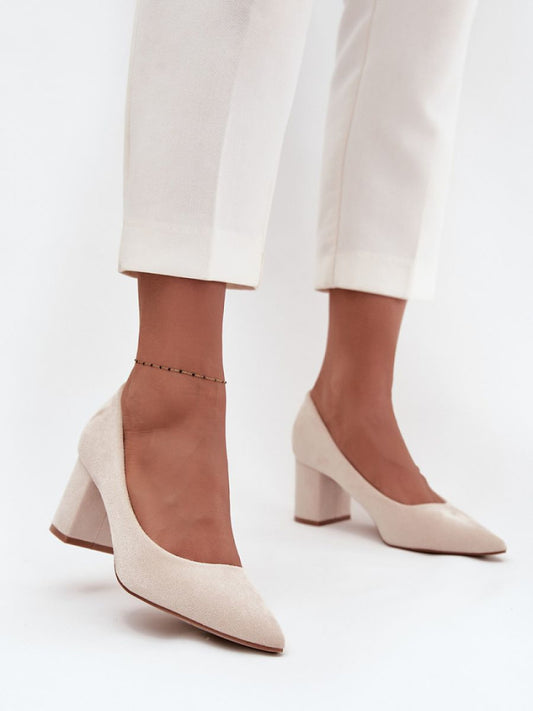 Pantofi dcu toc gros Step in style, Model 218683, Bej