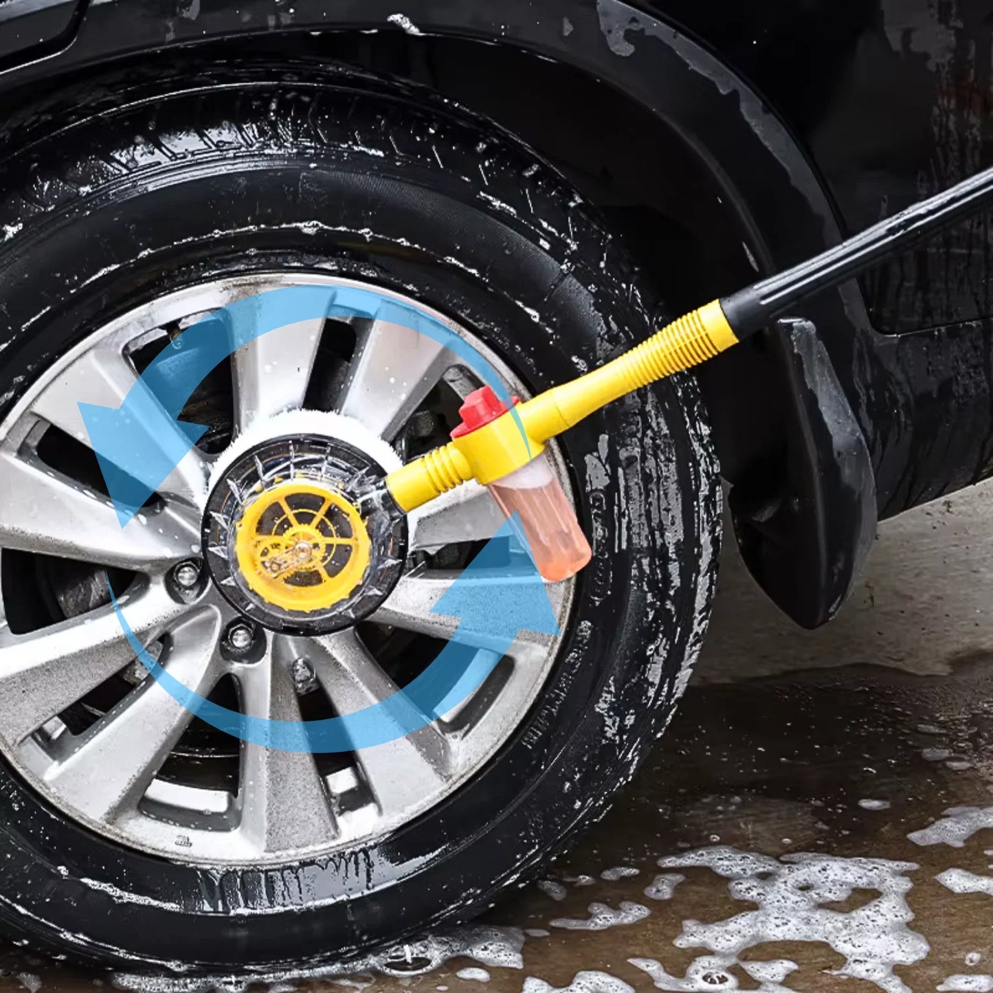 Perie Rotativă pentru Spălare Auto APF® – Spumare Automată, Mâner Lung 100cm, Curățare 360°, Presiune Ridicată