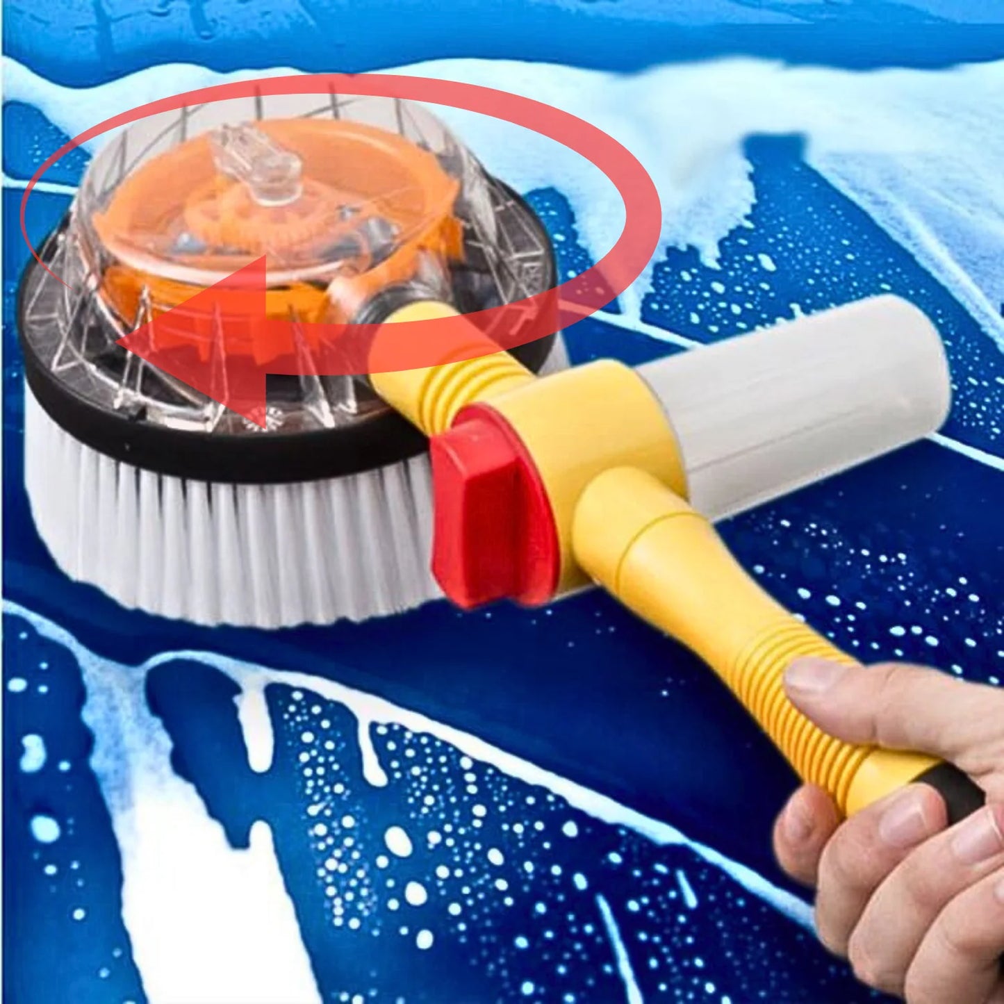 Perie Rotativă pentru Spălare Auto APF® – Spumare Automată, Mâner Lung 100cm, Curățare 360°, Presiune Ridicată