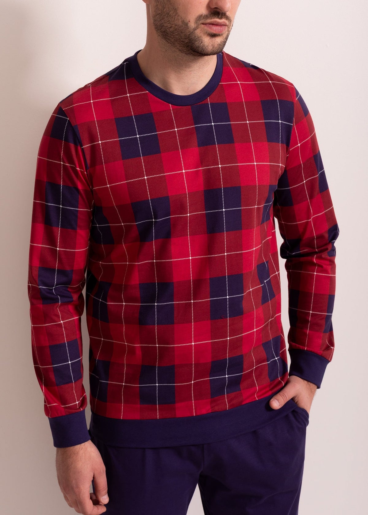 Pijama Bărbați Winter Plaid Bumbac