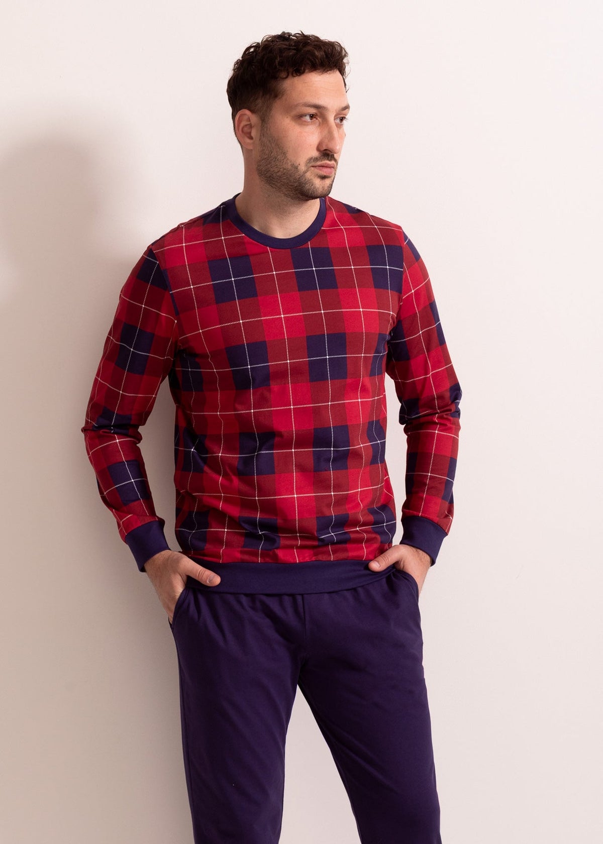 Pijama Bărbați Winter Plaid Bumbac