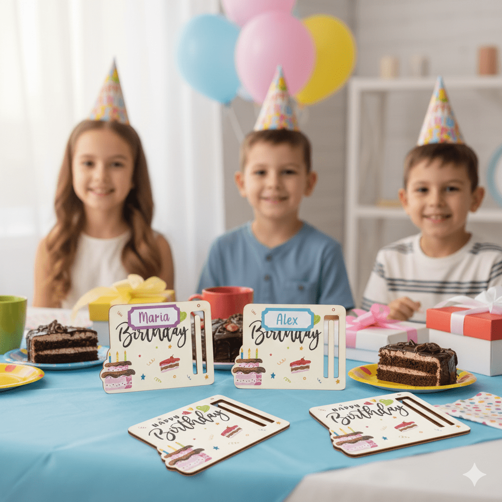 Plăcuță din lemn pentru bani Happy Birthday