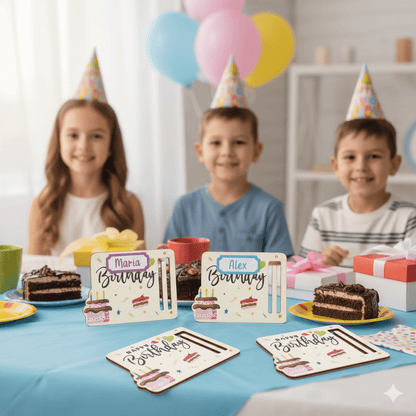 Plăcuță din lemn pentru bani Happy Birthday