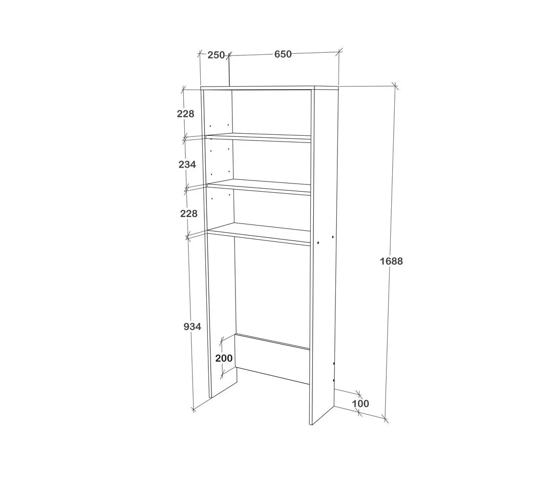 Raft Masina de Spalat haaus Fyn, Alb, 65 x 25 x 170 cm