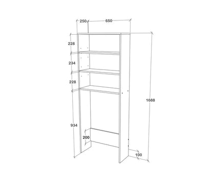 Raft Masina de Spalat haaus Fyn, Alb, 65 x 25 x 170 cm
