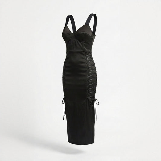 Rochie neagra cu cupe structurate tip corset Amethyst