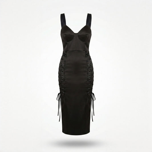 Rochie neagra cu cupe structurate tip corset Amethyst