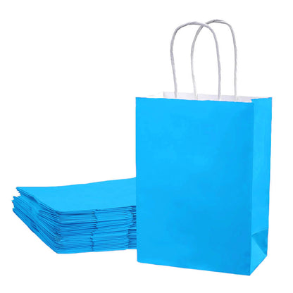 Sacoșe hârtie cu mâner răsucit - bleu (set 12 buc)
