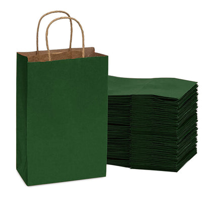 Sacoșe hârtie cu mâner răsucit - verde închis (set 12 buc)