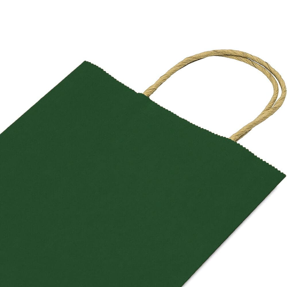 Sacoșe hârtie cu mâner răsucit - verde închis (set 12 buc)