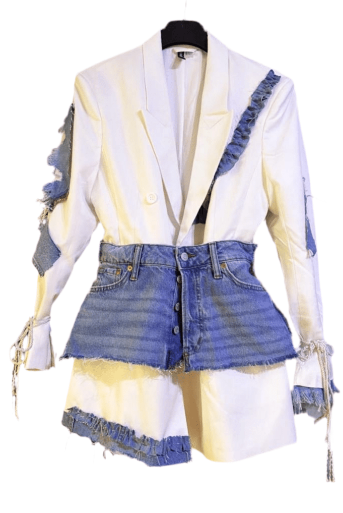 Sacou handmade cu fusta denim