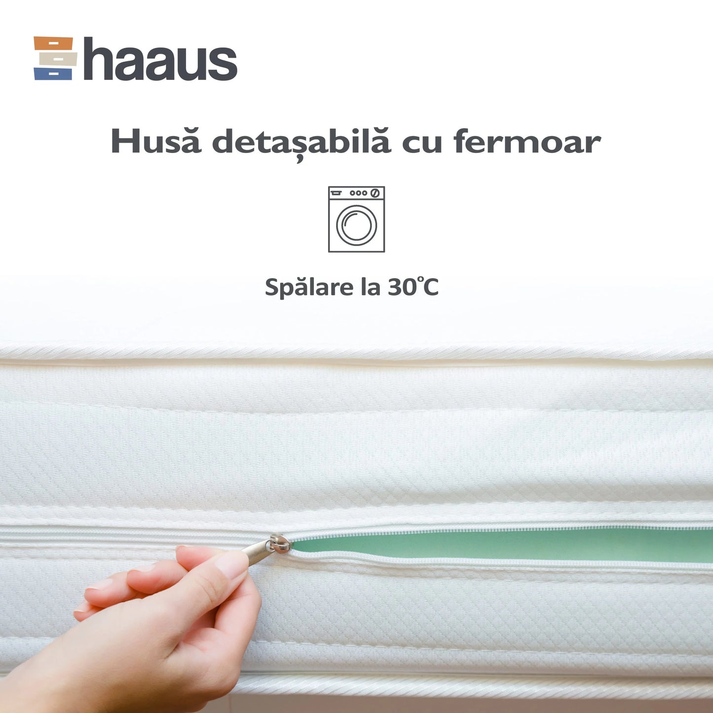 Saltea Ortopedica Luna Green, Aloe Vera, arcuri impachetate, husa detasabila, 90 x 200 x 20 cm