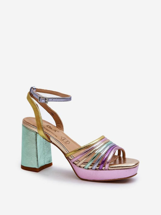 Sandale cu toc Step in style, Model 196965, Multicolor - material imitație de piele  Footbed piele naturala  Înălţimea tocului 9 cm