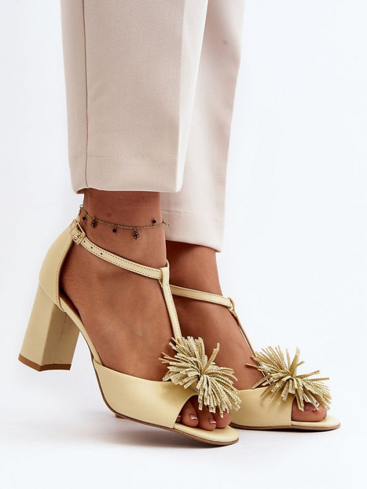 Sandale cu toc Step in style, Model 198793, Bej - material piele naturala  Footbed piele naturala  Înălţimea tocului 8 cm